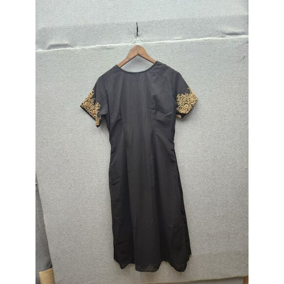 Elegant Black & Gold Embroidered Kurta Dress Size 42 Dry Clean Only - Picture 5 of 6
